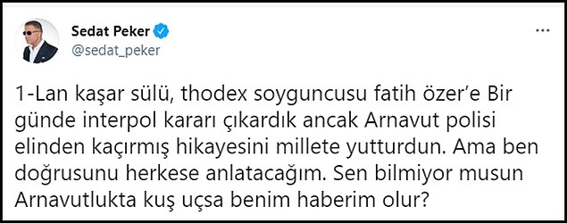 Peker'in paylaşımları