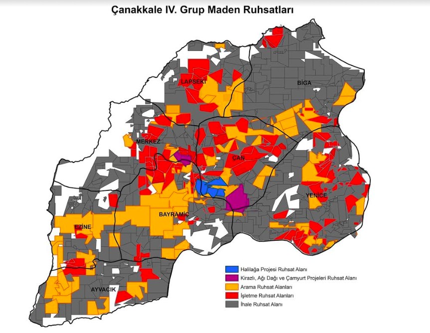 Çanakkale de 4. Grup Maden Ruhsatları