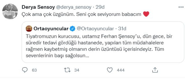 Ferhan Şensoy'un eski eşi ve kızlarının annesi Derya Baykal ve kızları Ferhan - Derya Şensoy, acı haberi sosyal medya hesaplarından doğruladı.